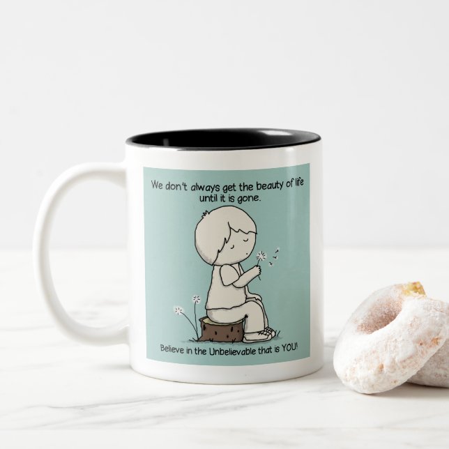 Notice the Beauty of Life Two-Tone Coffee Mug (With Donut)