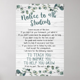 Notice To All Students Poster For Classroom
