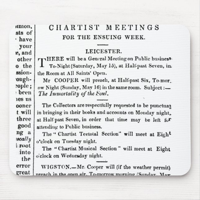 Notices for Chartist Meetings Mouse Pad (Front)