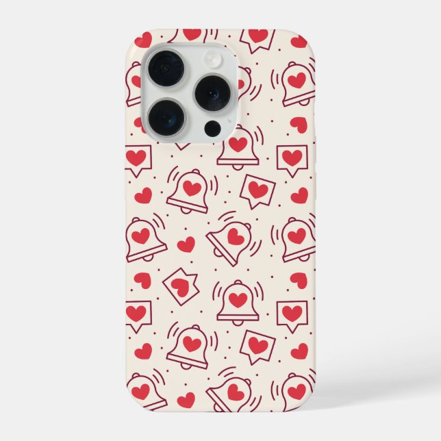 Notification Heart Bell Burgundy Red Love Pattern iPhone Case (Back)
