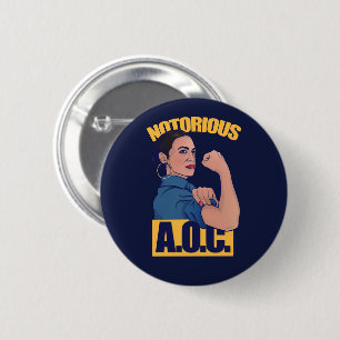 Notorious AOC alexandria ocasio cortez retro rosie 6 Cm Round Badge