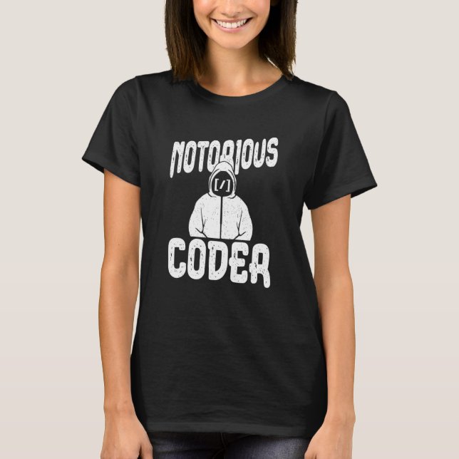 Notorious Coder  Software Developer Programming Co T-Shirt (Front)