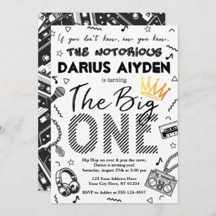 Notorious One Birthday Invitation, 90s Hip Hop Invitation