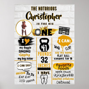 Notorious One Hip Hop Milestone 1st Birthday Photo Poster
