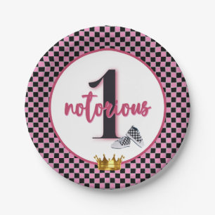 Notorious One  PINK 90's Hip Hop 1st Birthday Paper Plate