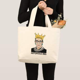 Notorious RBG BLACK - Ruth Bader Ginsburg Large Tote Bag