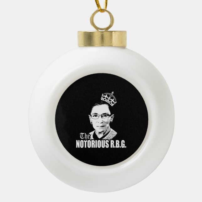 Notorious RBG Ceramic Ball Christmas Ornament (Front)
