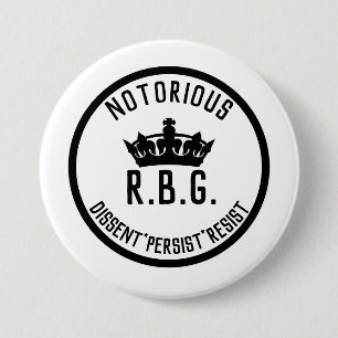 Notorious RBG Dissent Persist Resist 7.5 Cm Round Badge