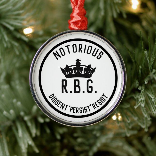 Notorious RBG Dissent Persist Resist Metal Ornament (Tree)