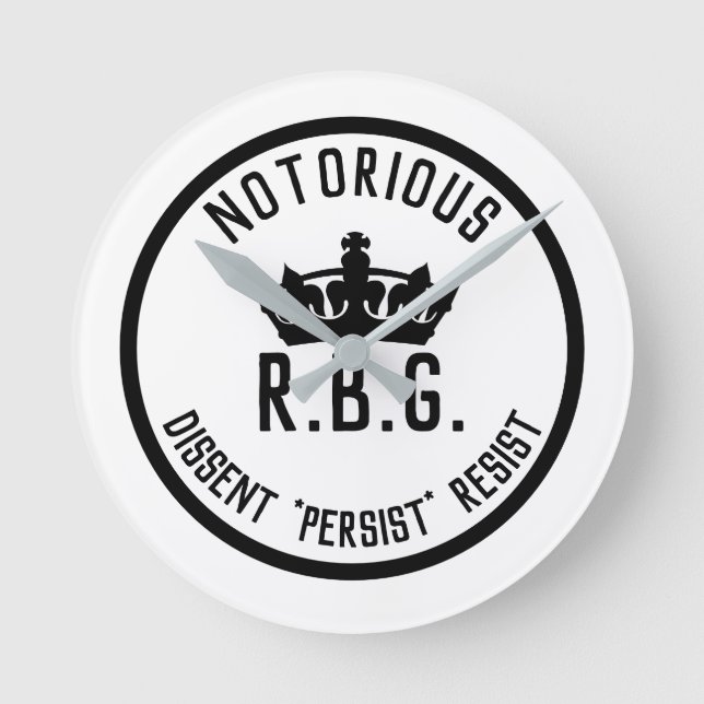 Notorious RBG Dissent Persist Resist Round Clock (Front)