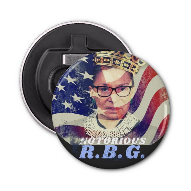 Notorious RGB Ruth Bader Ginsburg Liberal Feminist Bottle Opener (Front)