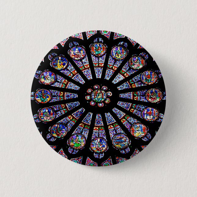 Notre-Dame Cathedral Colourful Stained Glass 6 Cm Round Badge (Front)