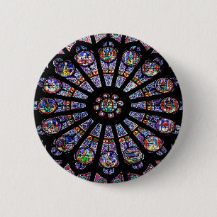 Notre-Dame Cathedral Colourful Stained Glass 6 Cm Round Badge