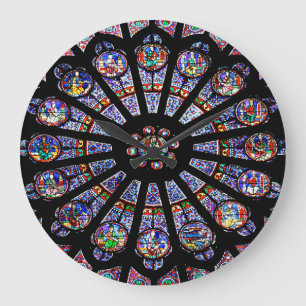 Notre-Dame Cathedral Colourful Stained Glass Large Clock
