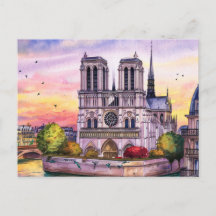  Notre-Dame Cathedral of Paris Watercolor
