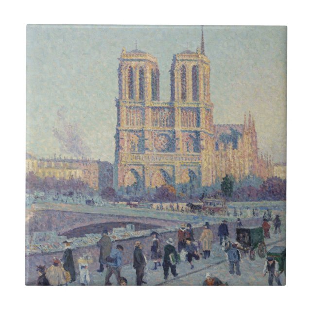Notre Dame Cathedral Paris France Classic Painting Ceramic Tile (Front)