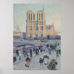 Notre Dame Cathedral Paris France Classic Painting Poster