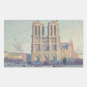 Notre Dame Cathedral Paris France Classic Painting Rectangular Sticker