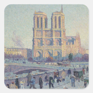 Notre Dame Cathedral Paris France Classic Painting Square Sticker