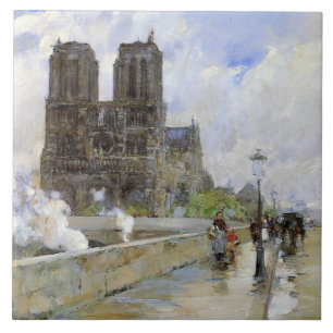 Notre Dame Cathedral (Paris, France) (Vintage Art) Ceramic Tile