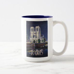 Notre Dame Cathedral Paris France Vintage Two-Tone Coffee Mug