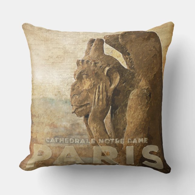 Notre Dame Cathedral Paris, le Stryga Chimera Outdoor Cushion (Front)