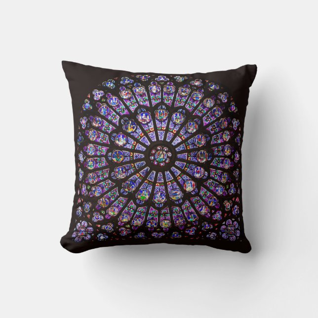 Notre Dame Cathedral Paris Rose Window Cushion (Front)