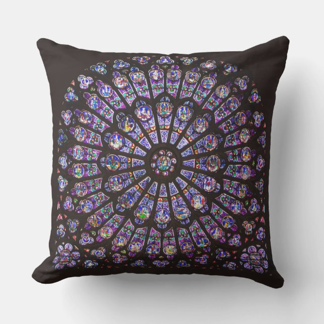 Notre Dame Cathedral Paris Rose Window Cushion (Front)
