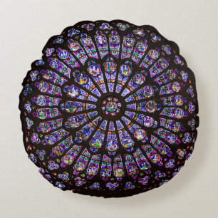 Notre Dame Cathedral Paris Rose Window Round Cushion