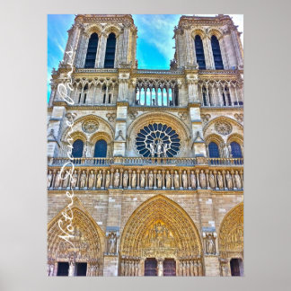 Notre Dame cathedral photo illustration. Poster