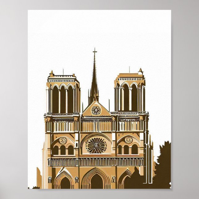 Notre Dame Cathedral Spier, Paris France Poster (Front)