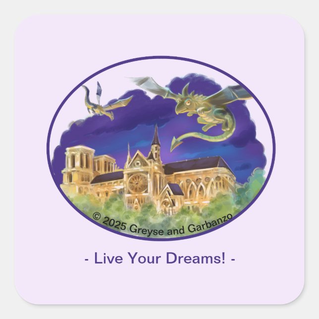 Notre Dame Classic Square Stickers - Dreams (Front)