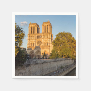 Notre Dame de Paris at Golden Hour - Paris, France Napkin