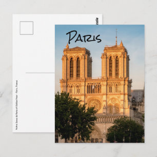 Notre Dame de Paris at Golden Hour - Paris, France Postcard
