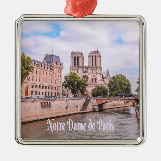 Notre Dame de Paris France Catholic cathedral Metal Ornament (Front)