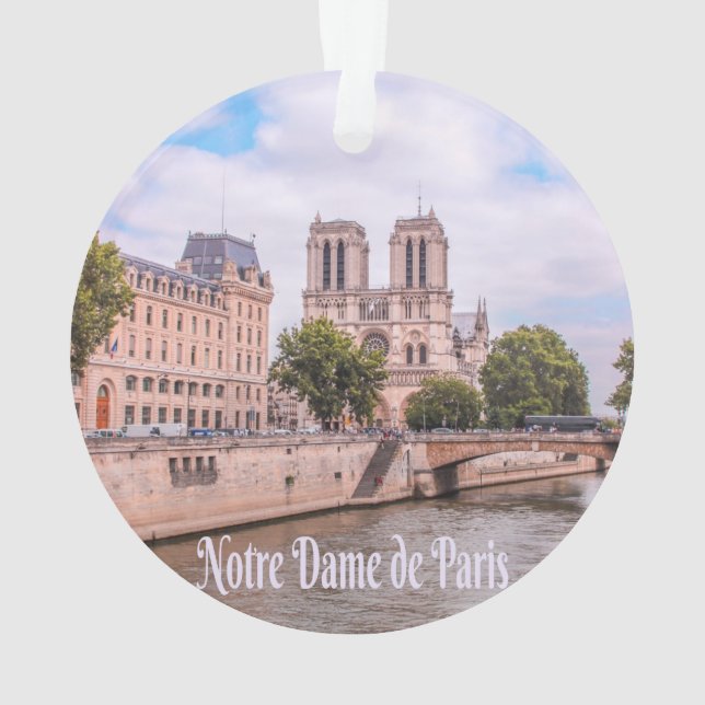 Notre Dame de Paris France Catholic cathedral Ornament (Back)