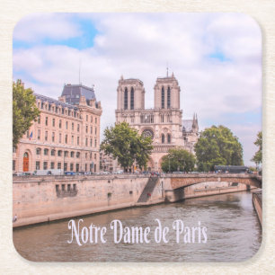 Notre Dame de Paris France Catholic cathedral Square Paper Coaster