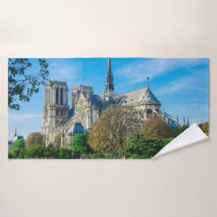 Notre Dame de Paris in France Bath Towel