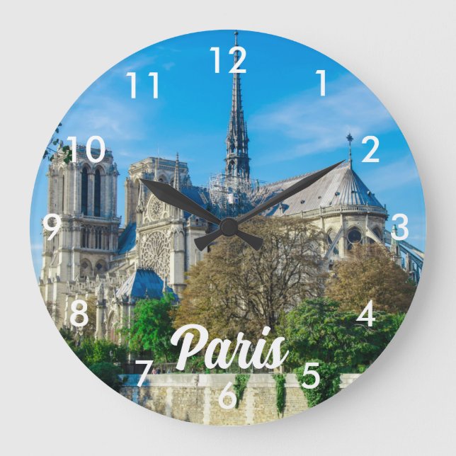 Notre Dame de Paris in France Large Clock (Front)