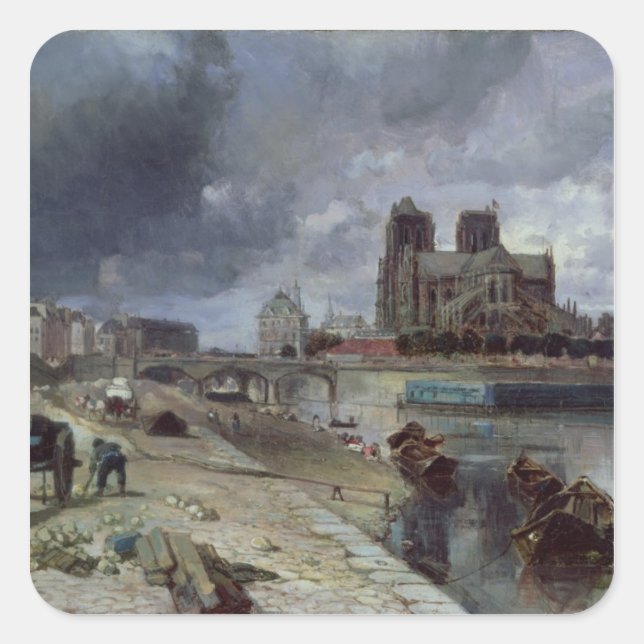 Notre-Dame from the Quai de la Tournelle, 1852 Square Sticker (Front)
