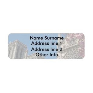 Notre Dame in Paris, France with Spring Flowers Return Address Label