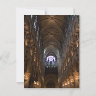 Notre Dame Interior with Rose Window, Paris Postcard