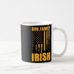 Notre Dame Irish God. Family. Vintage Usa Flag Coffee Mug