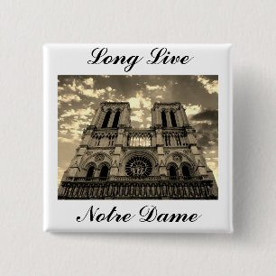 Notre Dame Paris France Cathedral Long Live 15 Cm Square Badge