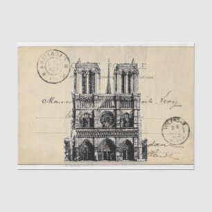 Notre Dame Paris French Postcard Tissue Paper