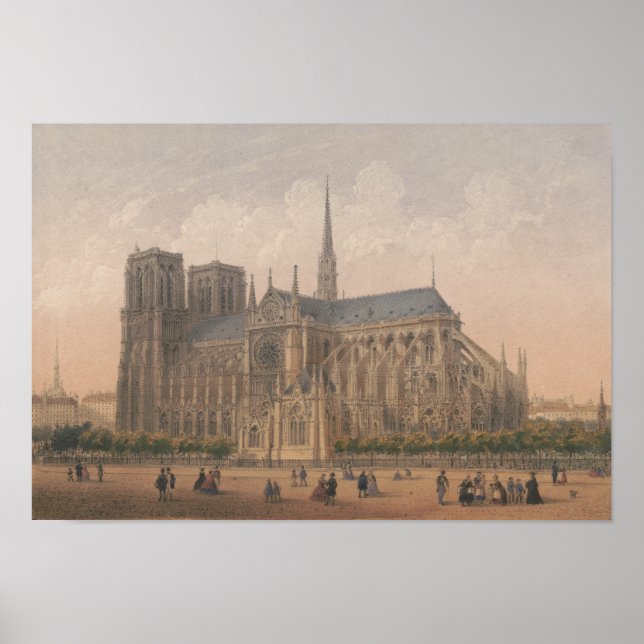Notre Dame, Paris Lithograph by Charles Rivière Poster (Front)