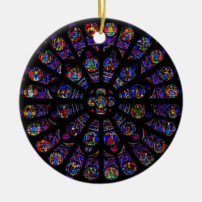 Notre Dame South Rose Window Ceramic Ornament (Front)