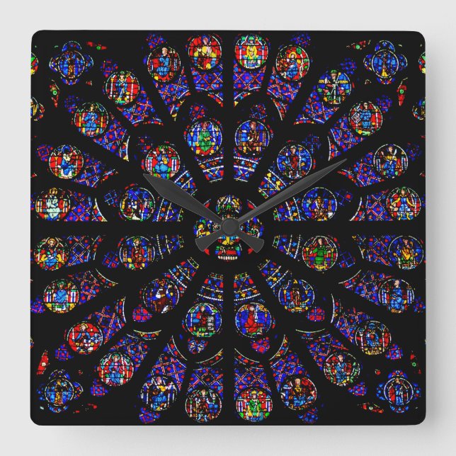 Notre Dame South Rose Window Square Wall Clock (Front)