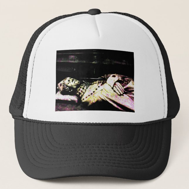 Notre Dame Statue Grunge Trucker Hat (Front)