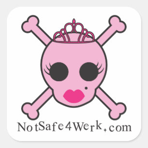NotSafe4Werk.com Pink Skull Stickers